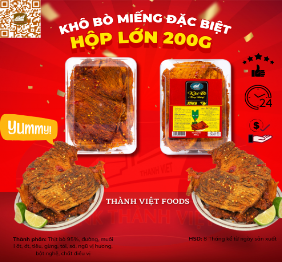 BÒ KHÔ MIẾNG HỘP 200gr