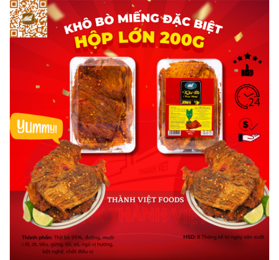 BÒ KHÔ MIẾNG HỘP 200gr